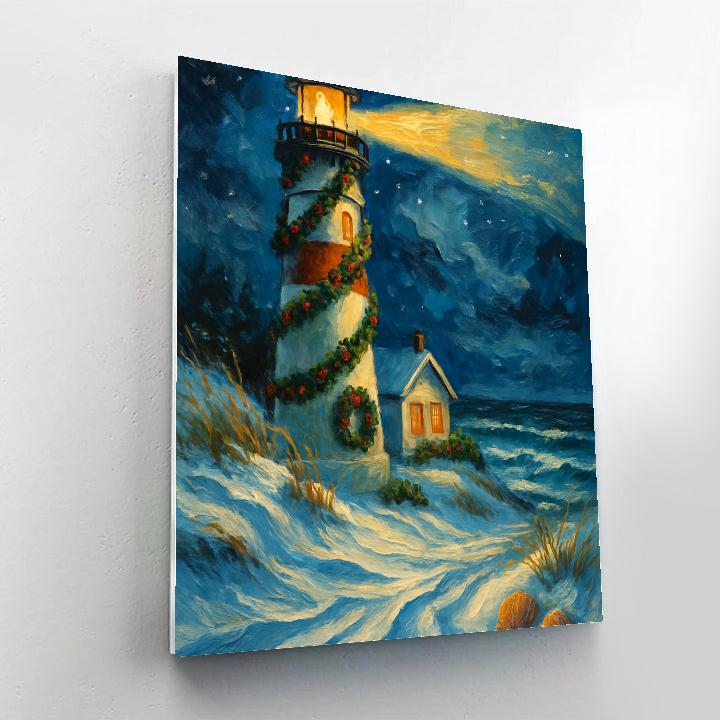 Winter Lighthouse Gift Glow Painting by numbers kit