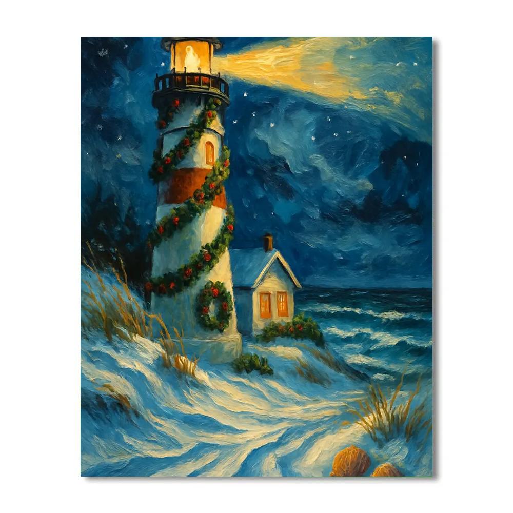 Winter Lighthouse Gift Glow Painting by numbers kit