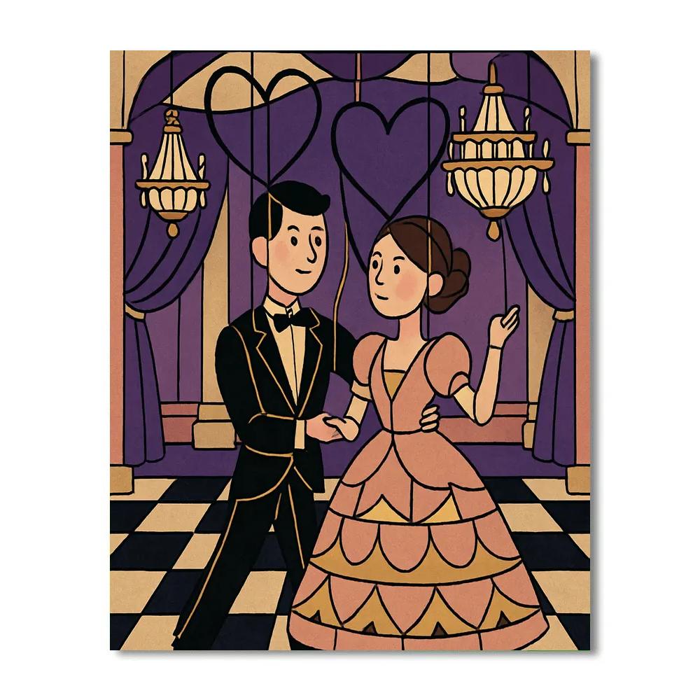 Marionette Valentines Day Ballroom Waltz Painting by numbers kit