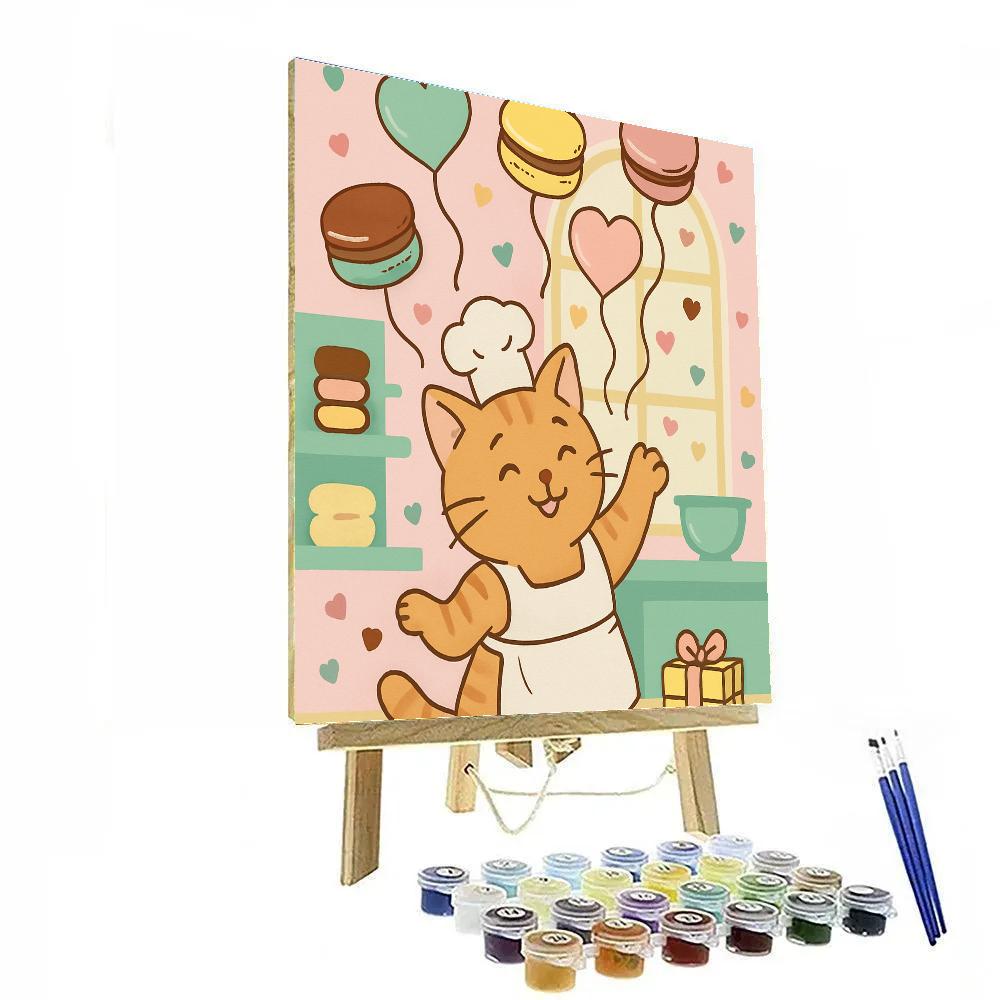 Valentines Day Bakery Of Floating Macarons Painting by numbers kit