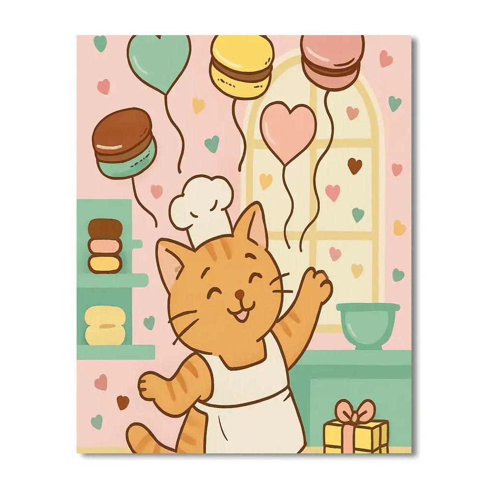 Valentines Day Bakery Of Floating Macarons Painting by numbers kit
