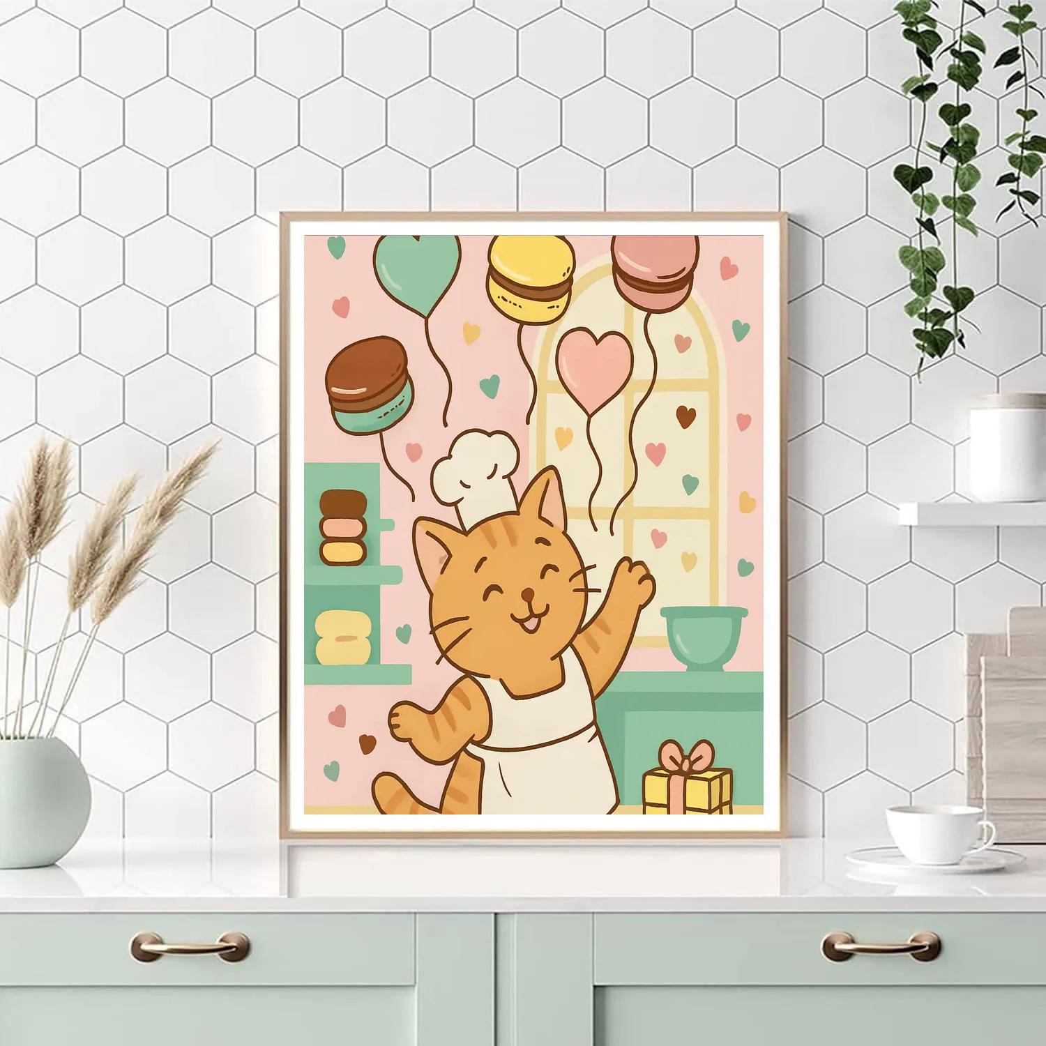 Valentines Day Bakery Of Floating Macarons Painting by numbers kit