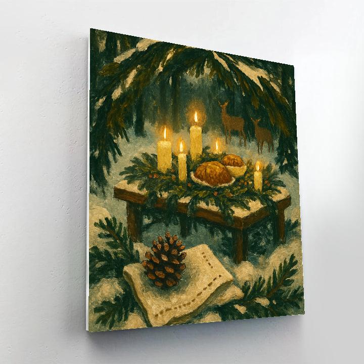Forest Feast Under Snowy Boughs Number painting
