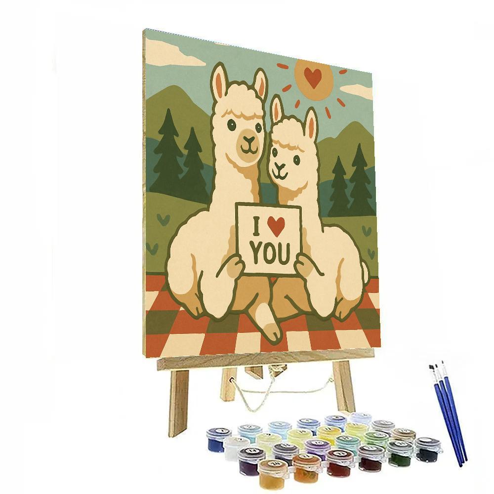 Valentines Day Mountain Postcard Picnic Numbered painting kits