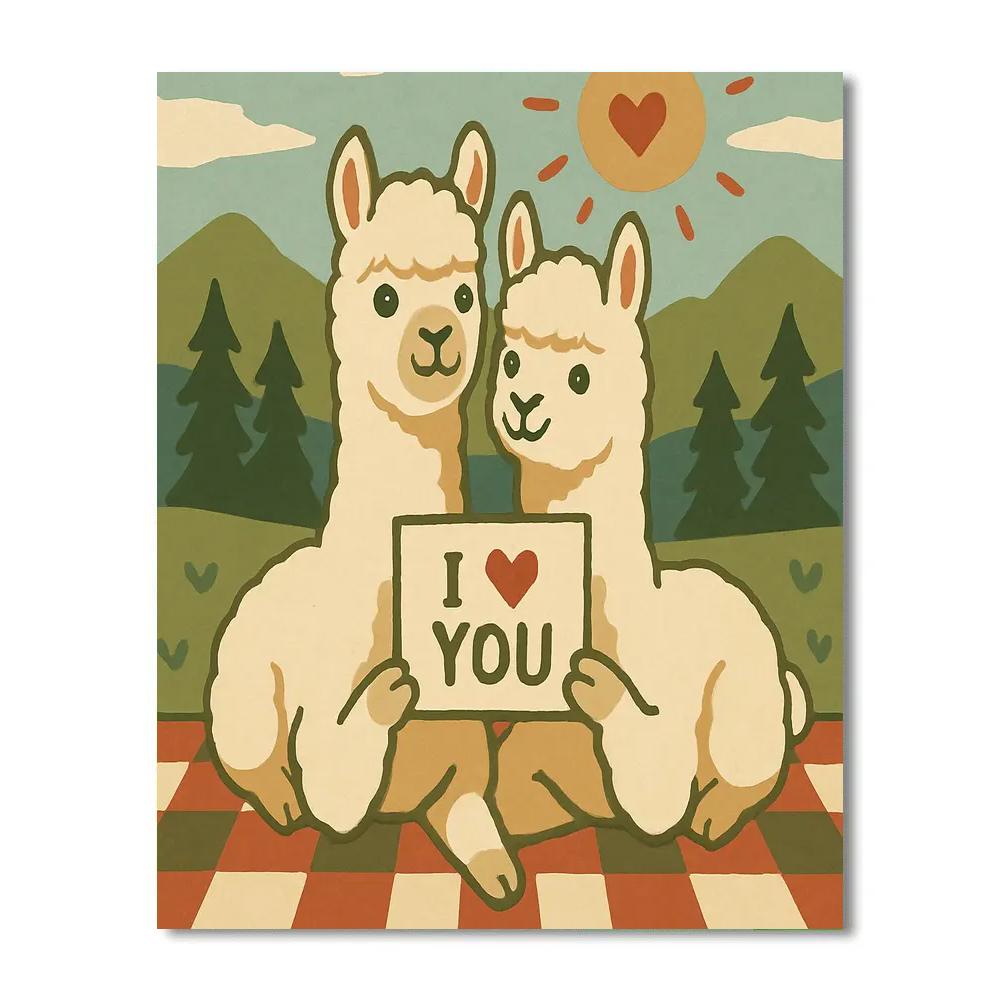 Valentines Day Mountain Postcard Picnic Numbered painting kits