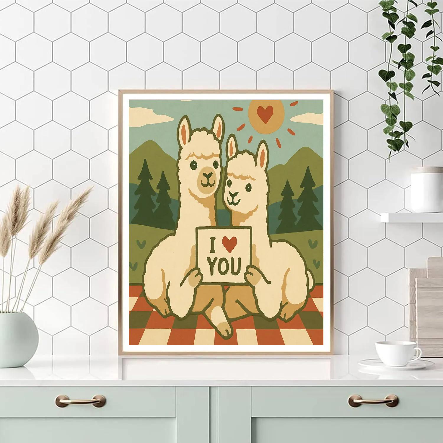 Valentines Day Mountain Postcard Picnic Numbered painting kits