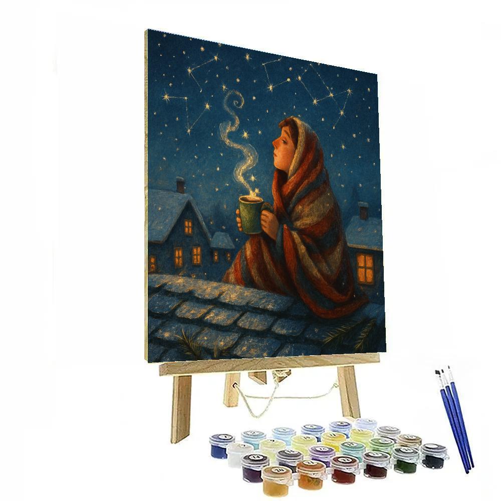 Stargazer Rooftop With Cocoa Steam painting number kit
