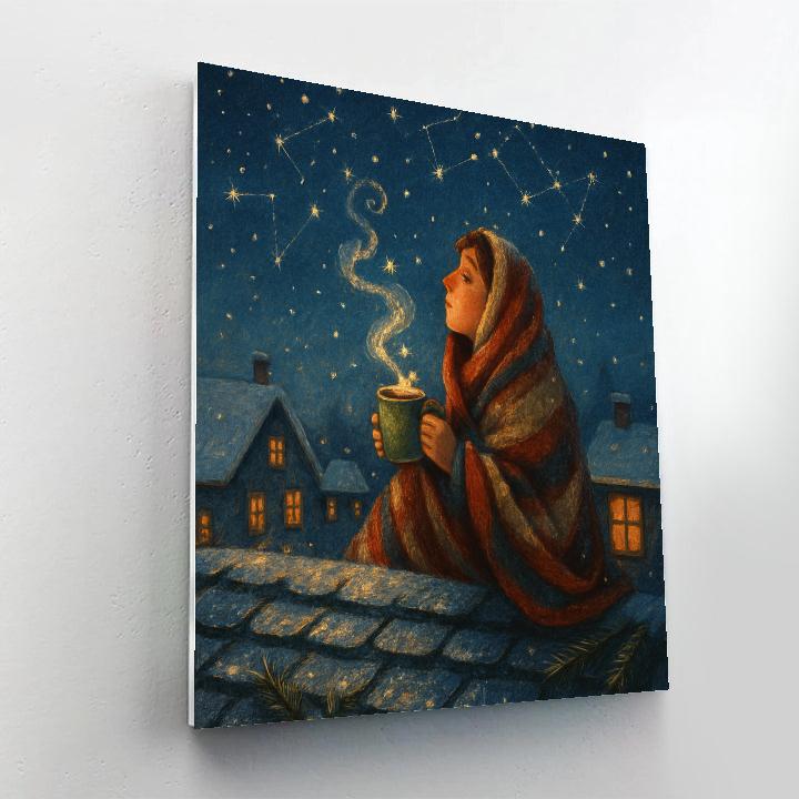 Stargazer Rooftop With Cocoa Steam painting number kit