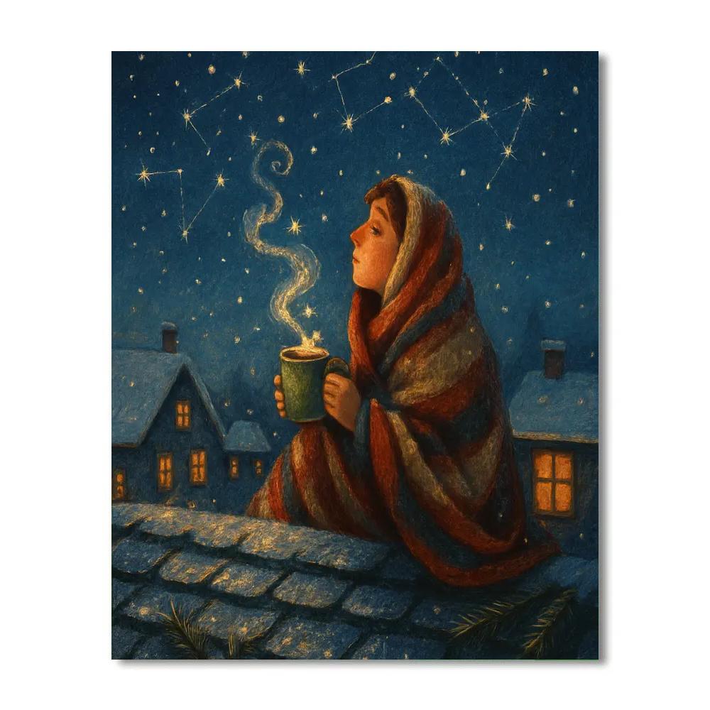 Stargazer Rooftop With Cocoa Steam painting number kit