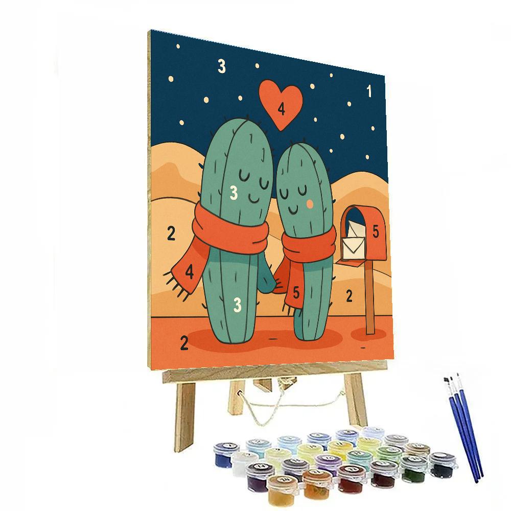 Valentines Day Desert Cactus Love Notes Number painting