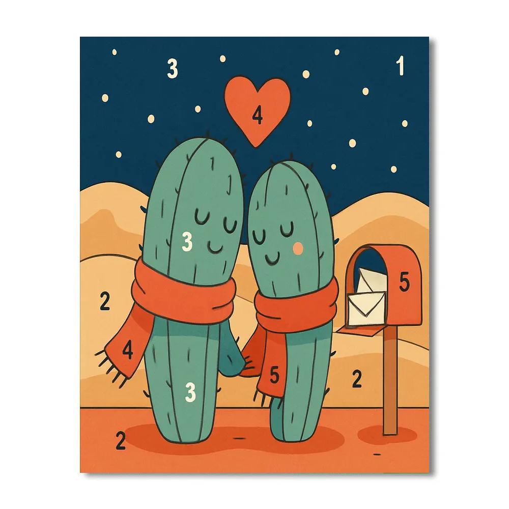 Valentines Day Desert Cactus Love Notes Number painting