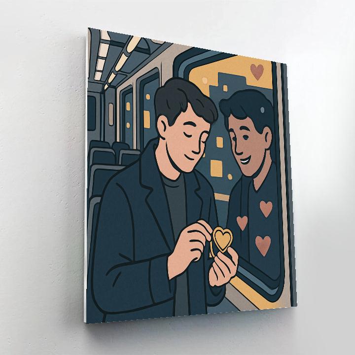 Midnight Train Valentines Day Window Reflection paint by number