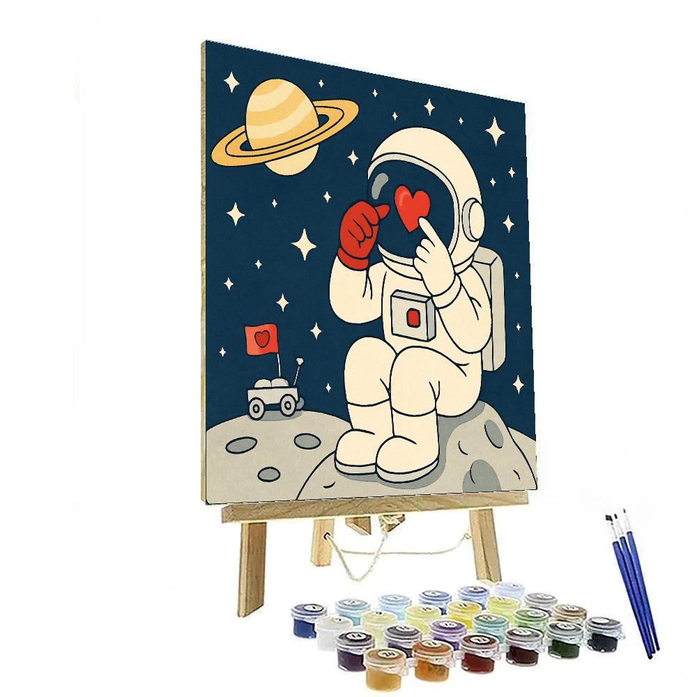 Valentines Day Space Helmet Heart Sticker paint by number