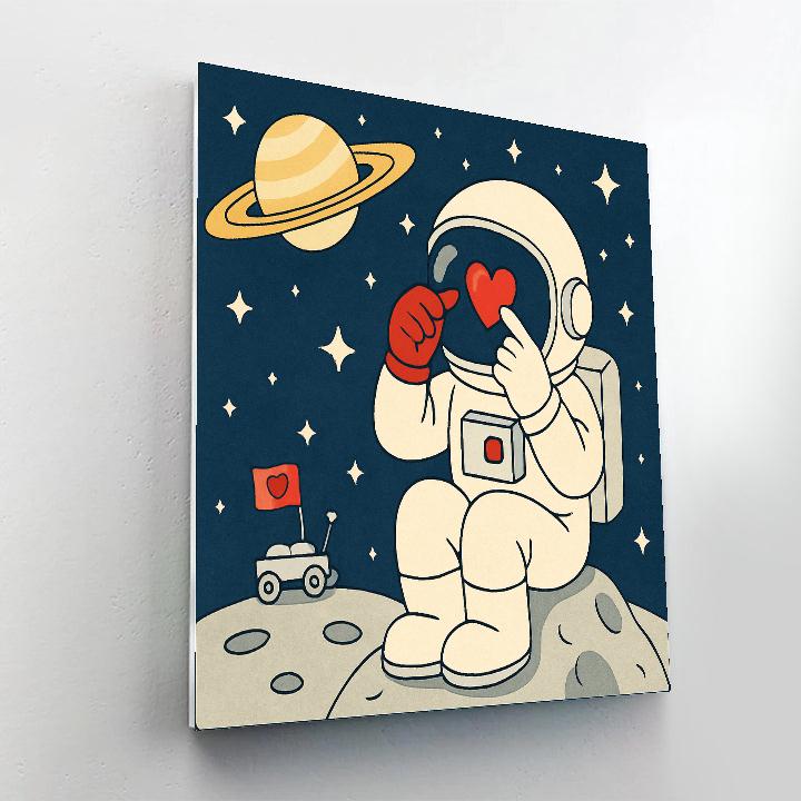 Valentines Day Space Helmet Heart Sticker paint by number