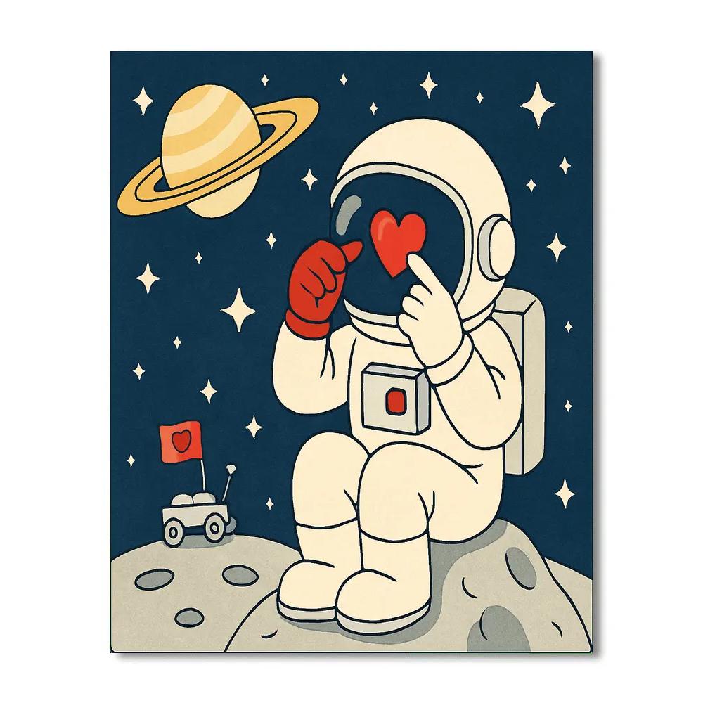 Valentines Day Space Helmet Heart Sticker paint by number