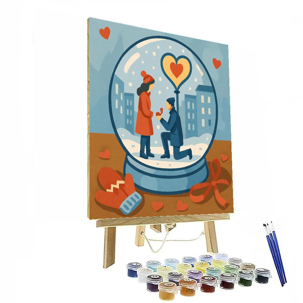 Valentines Day Snowglobe City Proposal Painting by numbers kit
