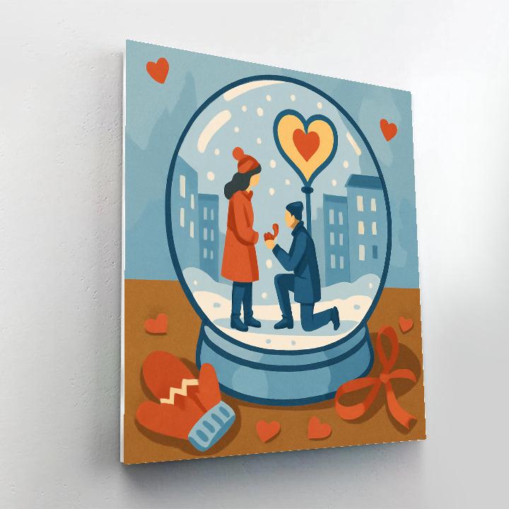 Valentines Day Snowglobe City Proposal Painting by numbers kit
