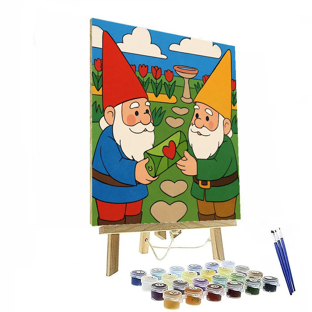 Valentines Day Garden Gnome Message Tube Number painting