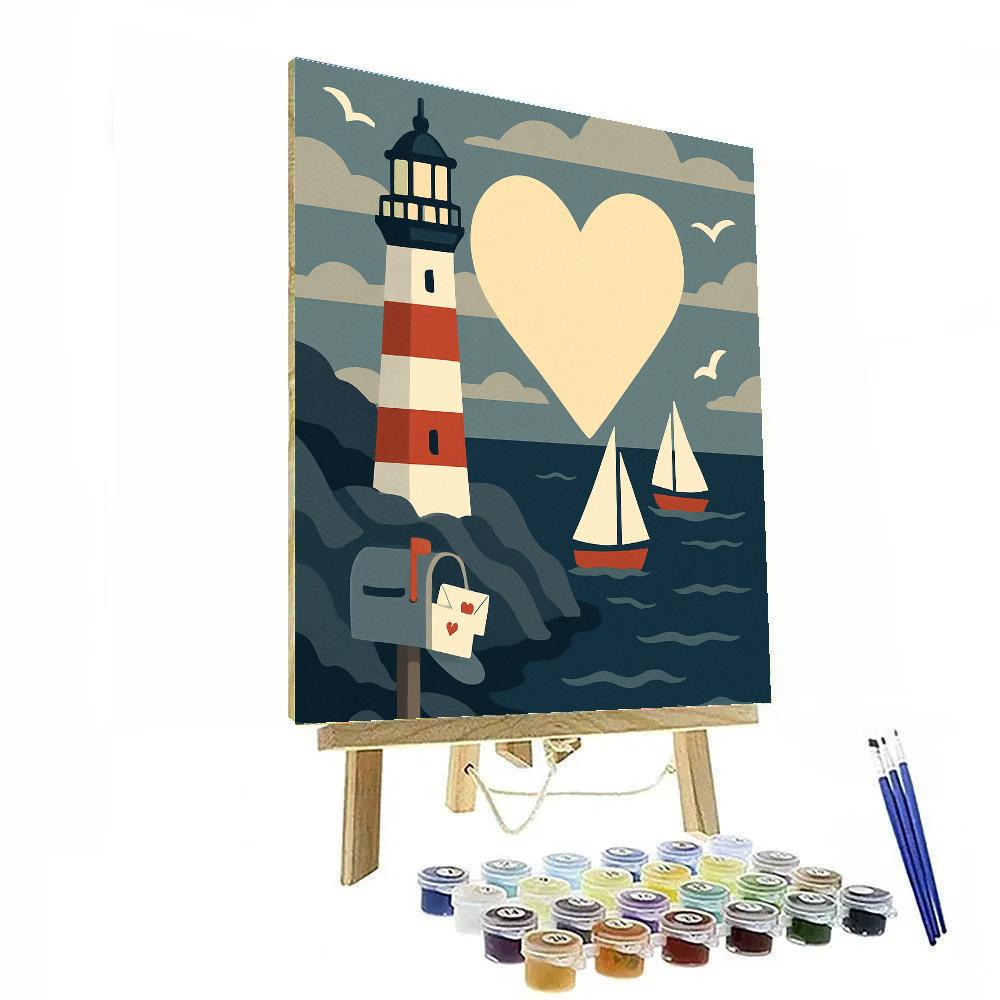 Valentines Day Lighthouse Heart Beam Paint by numbers art