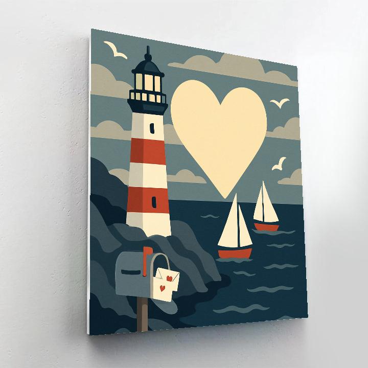 Valentines Day Lighthouse Heart Beam Paint by numbers art