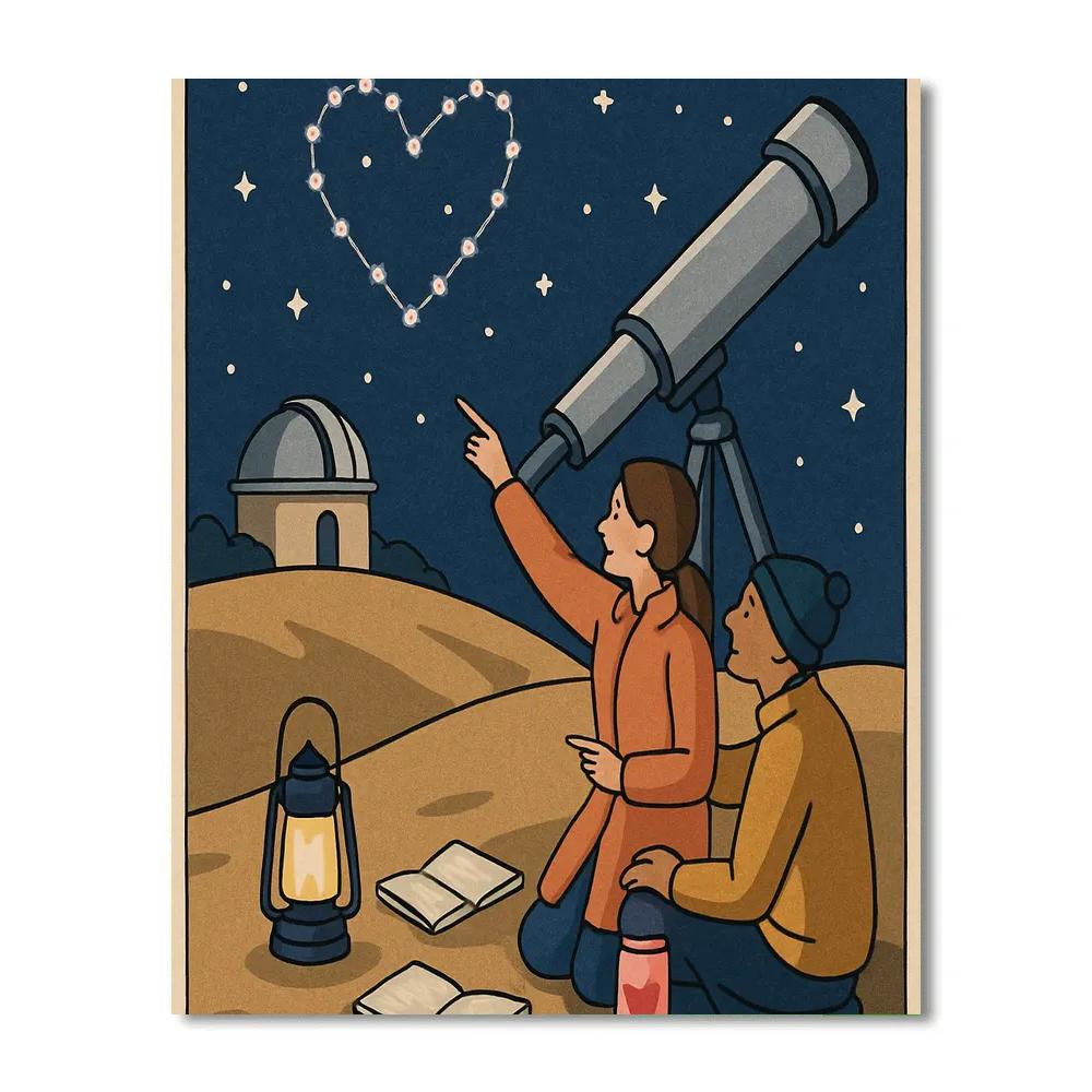 Valentines Day Observatory Love Constellation Number painting