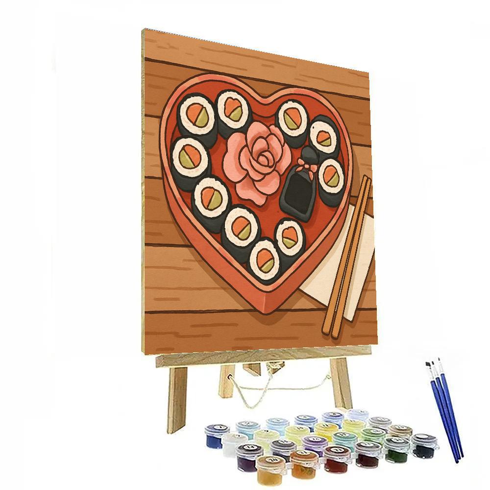 Valentines Day Sushi Heart Bento Paint by numbers art