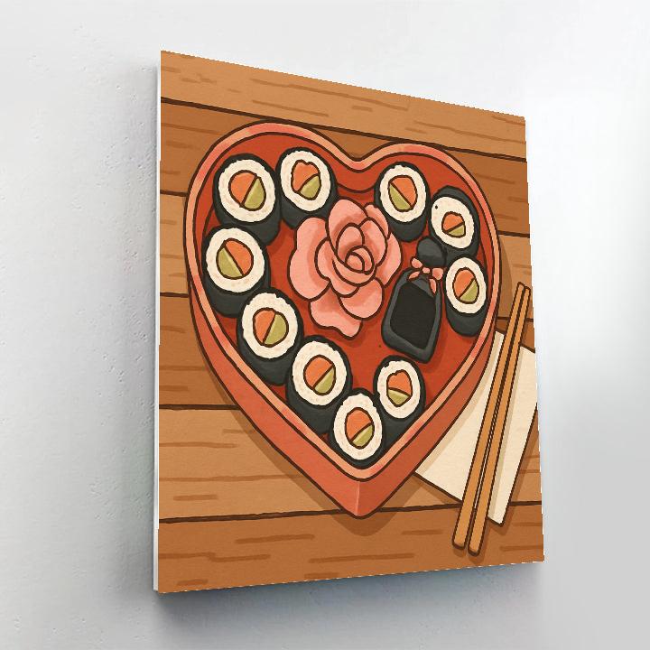 Valentines Day Sushi Heart Bento Paint by numbers art