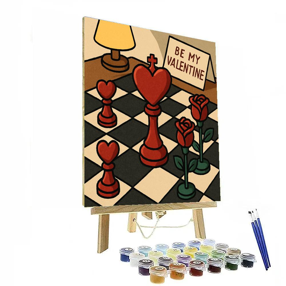 Valentines Day Chessboard Heart Checkmate Number painting