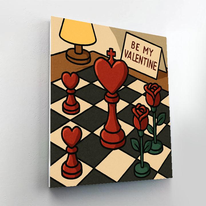 Valentines Day Chessboard Heart Checkmate Number painting
