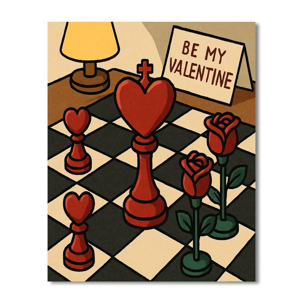 Valentines Day Chessboard Heart Checkmate Number painting