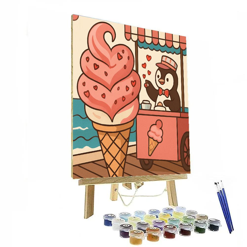 Valentines Day Ice Cream Heart Swirl paint by numbers