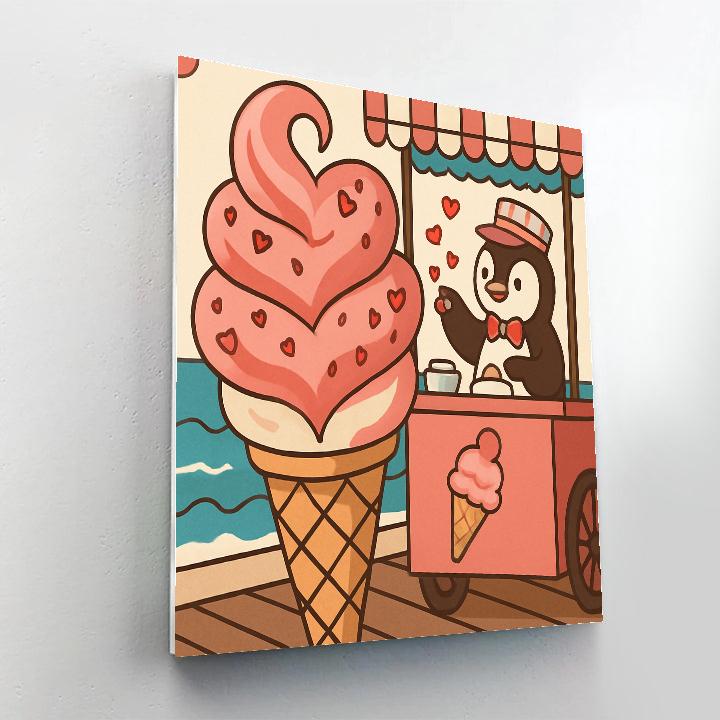 Valentines Day Ice Cream Heart Swirl paint by numbers