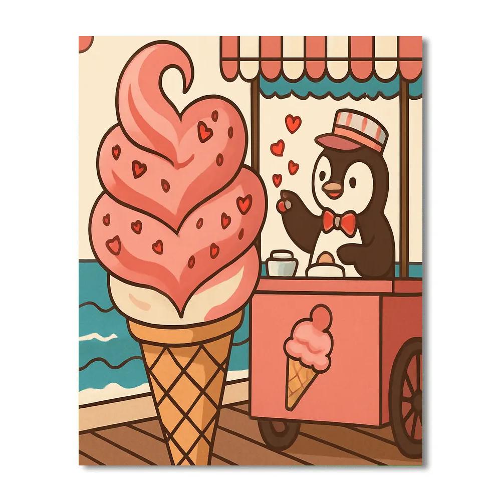 Valentines Day Ice Cream Heart Swirl paint by numbers