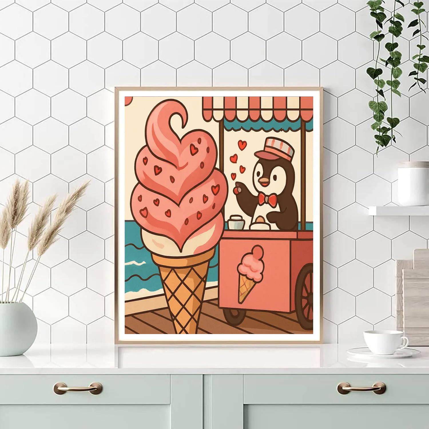 Valentines Day Ice Cream Heart Swirl paint by numbers