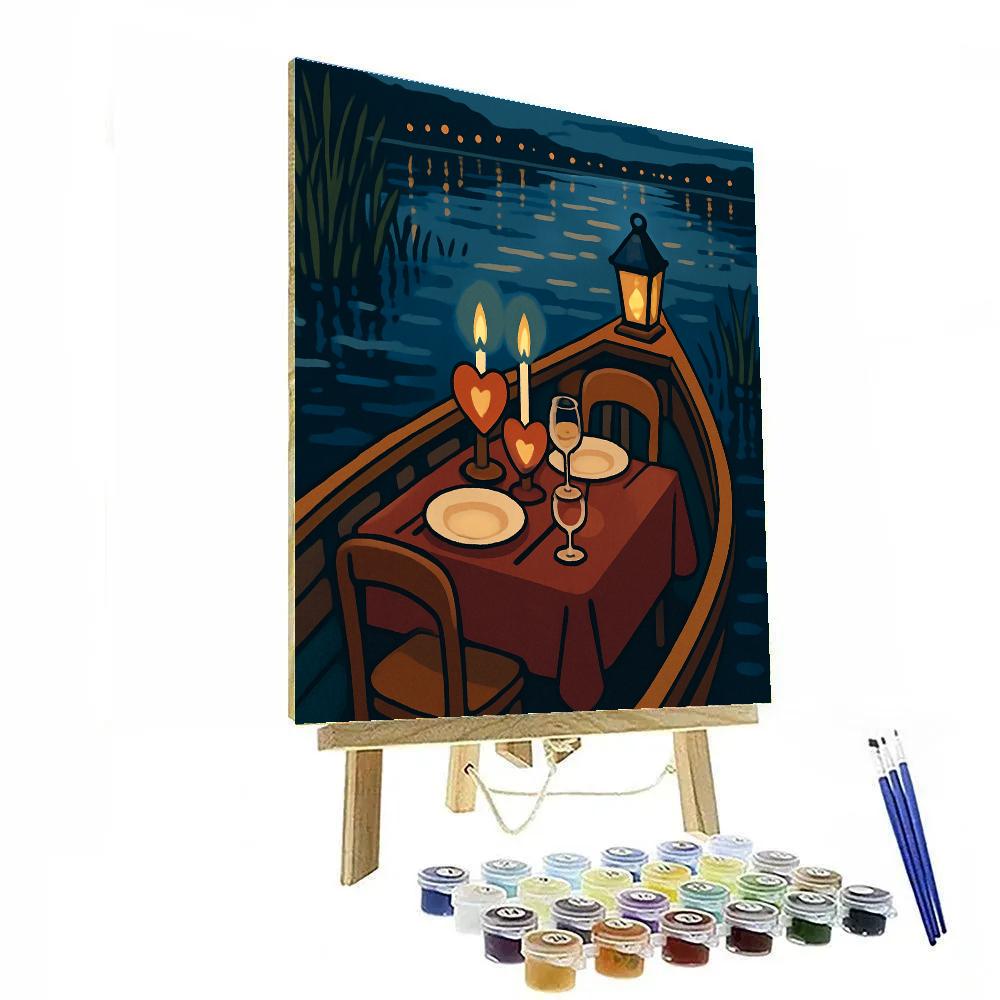 Valentines Day Riverboat Candle Dinner DIY paint by numbers