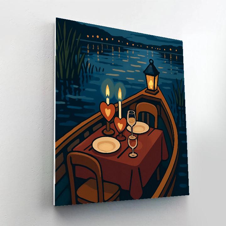 Valentines Day Riverboat Candle Dinner DIY paint by numbers