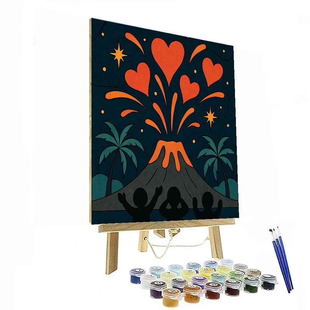 Valentines Day Volcano Heart Fireworks DIY paint by numbers