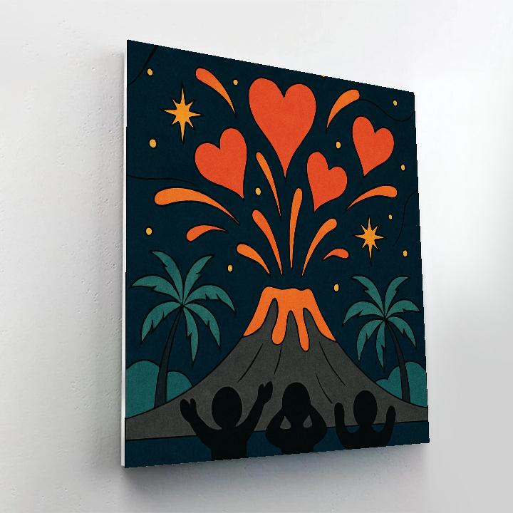 Valentines Day Volcano Heart Fireworks DIY paint by numbers