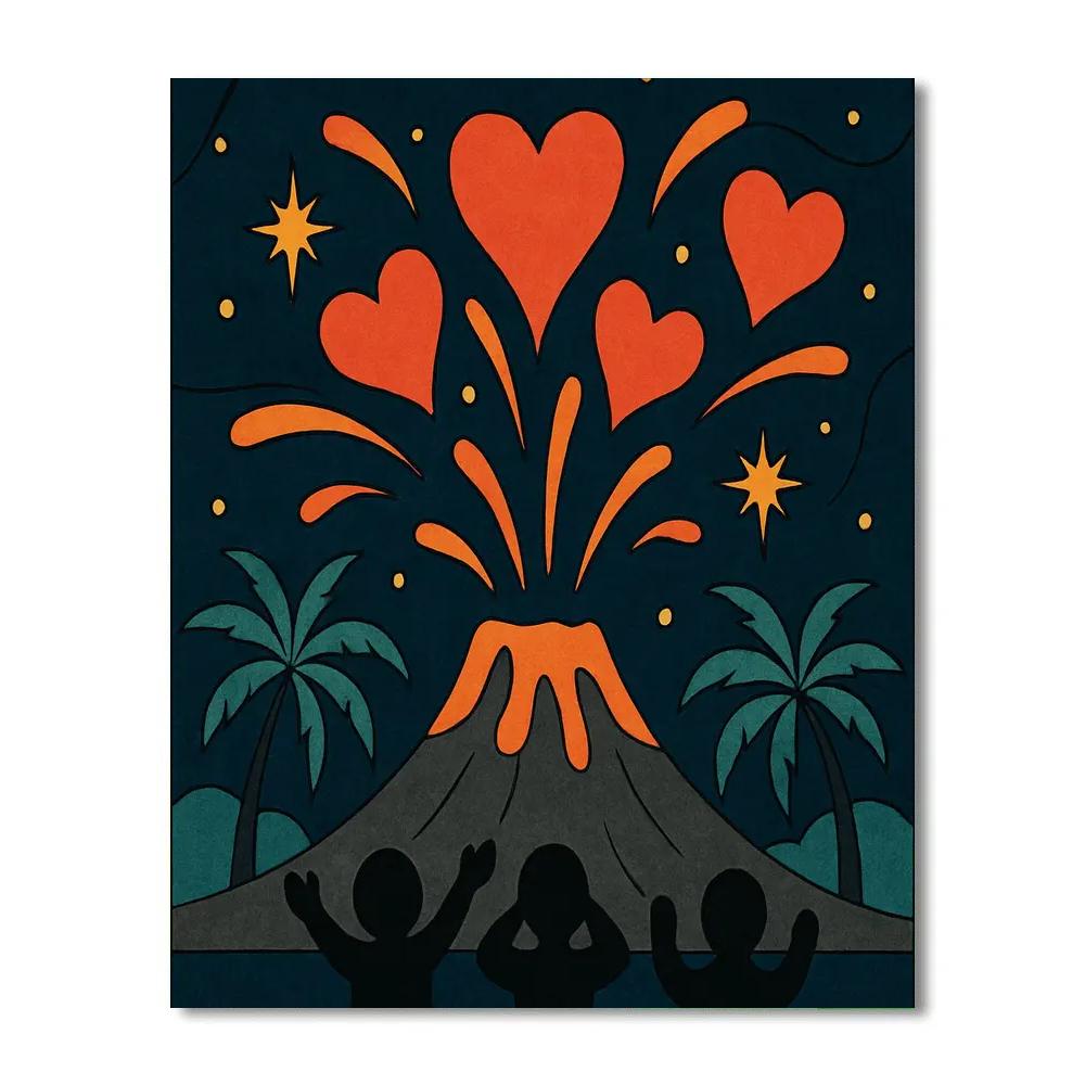 Valentines Day Volcano Heart Fireworks DIY paint by numbers