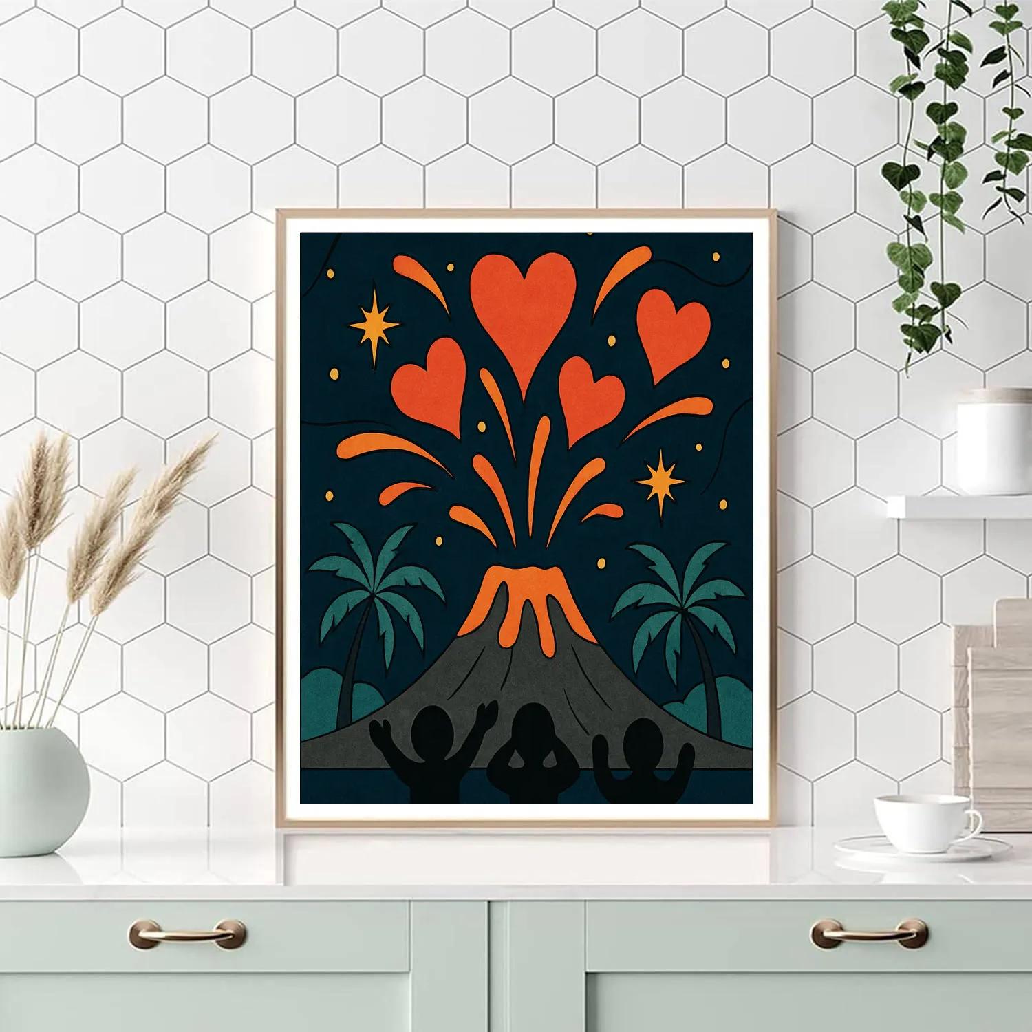 Valentines Day Volcano Heart Fireworks DIY paint by numbers