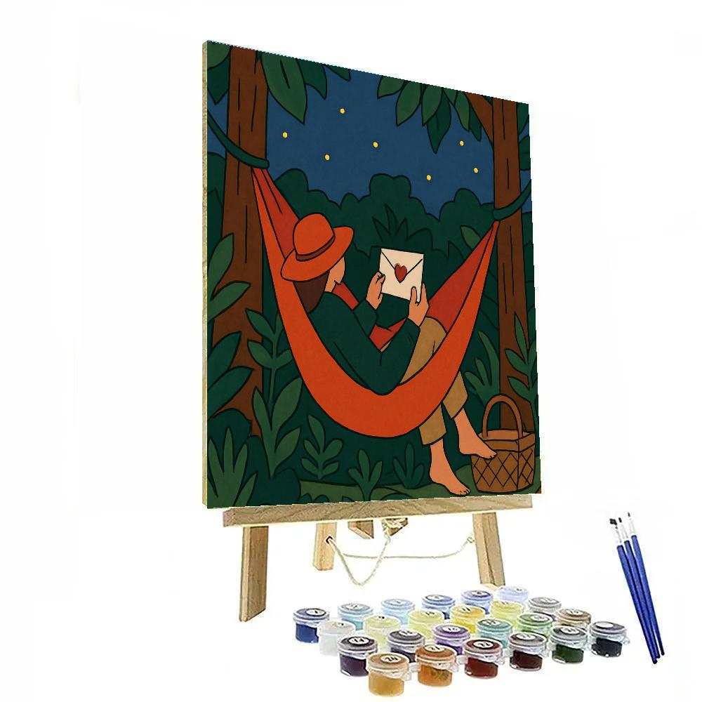 Valentines Day Forest Hammock Letter Reading Number painting