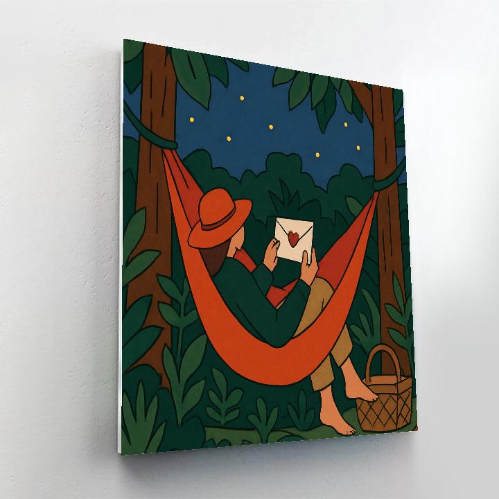 Valentines Day Forest Hammock Letter Reading Number painting