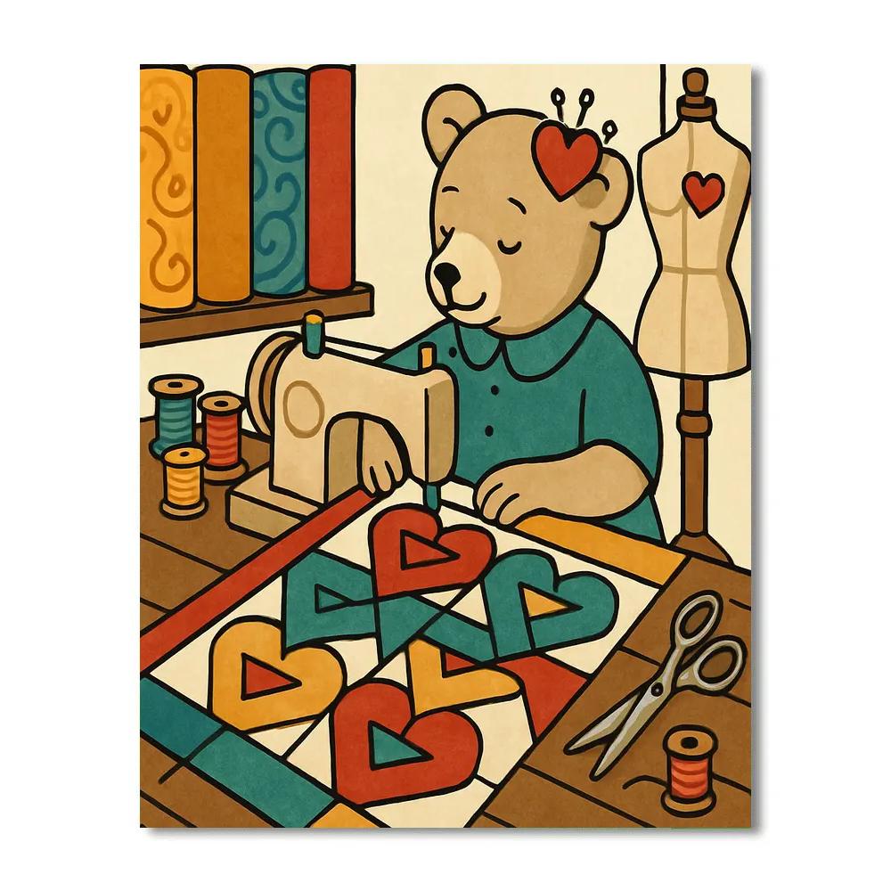 Valentines Day Sewing Studio Heart Quilt DIY paint by numbers