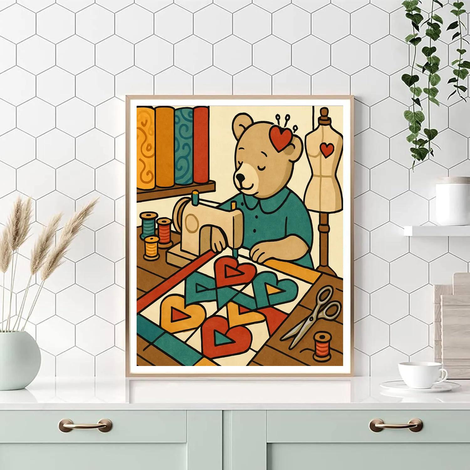 Valentines Day Sewing Studio Heart Quilt DIY paint by numbers