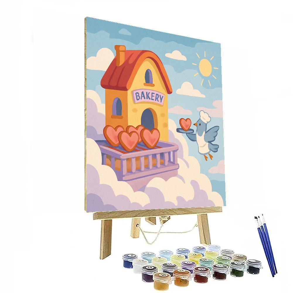Valentines Day Cloud Bakery Skyline paint by numbers