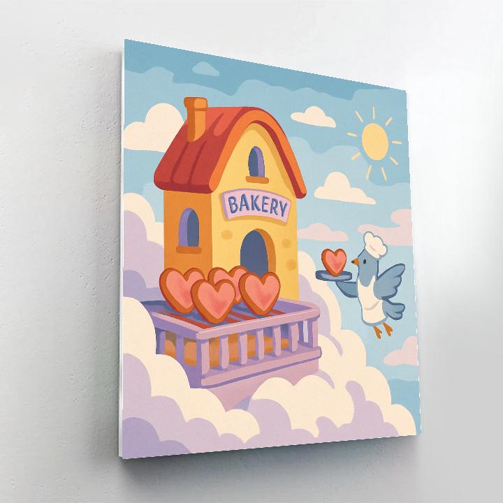 Valentines Day Cloud Bakery Skyline paint by numbers