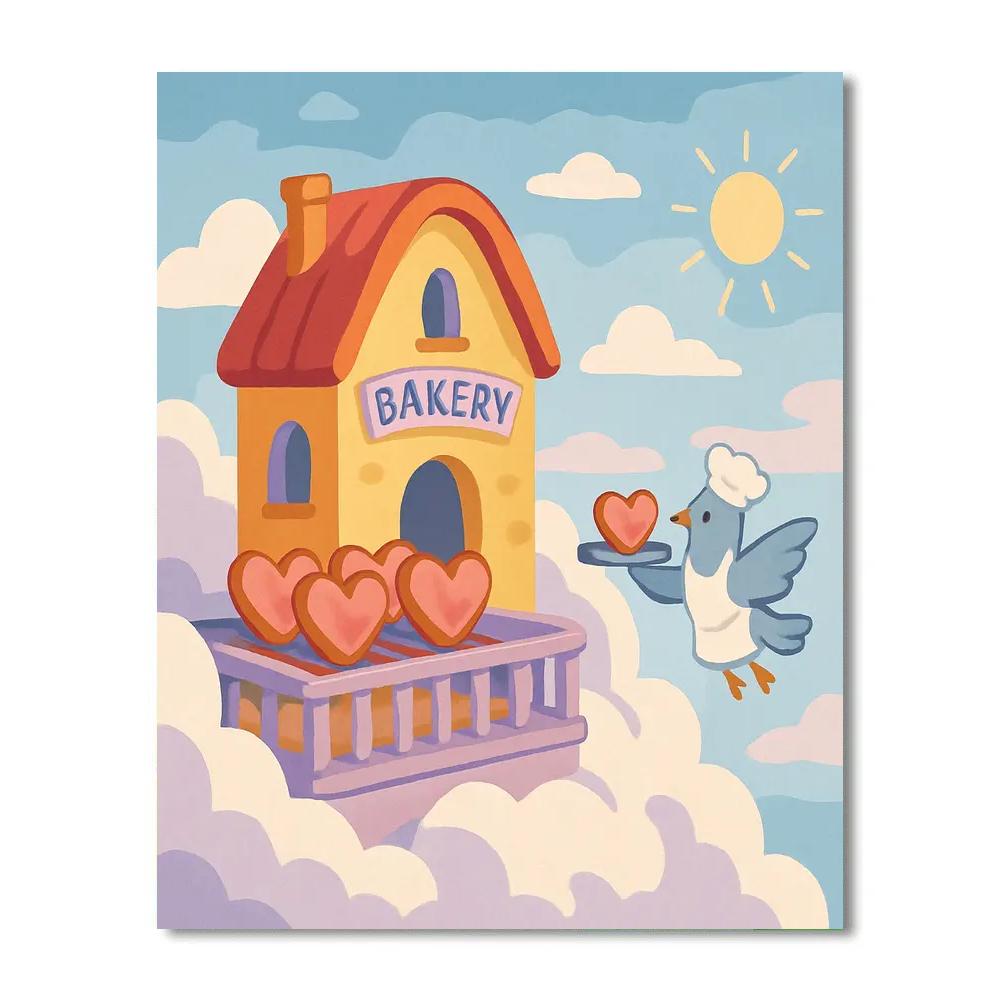 Valentines Day Cloud Bakery Skyline paint by numbers
