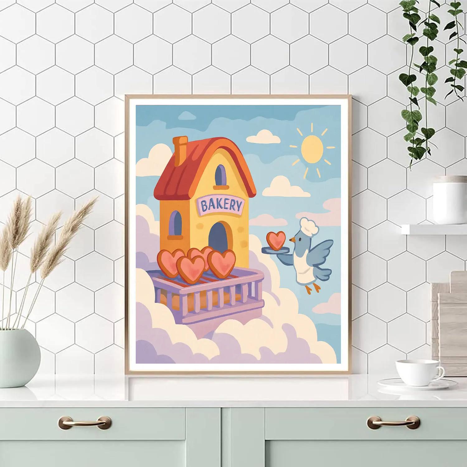 Valentines Day Cloud Bakery Skyline paint by numbers