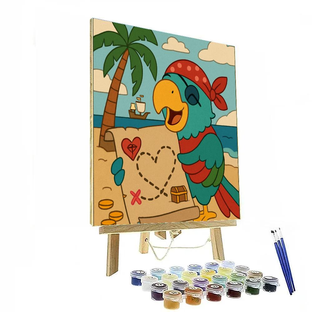 Valentines Day Pirate Treasure Heart Map Paint by numbers art