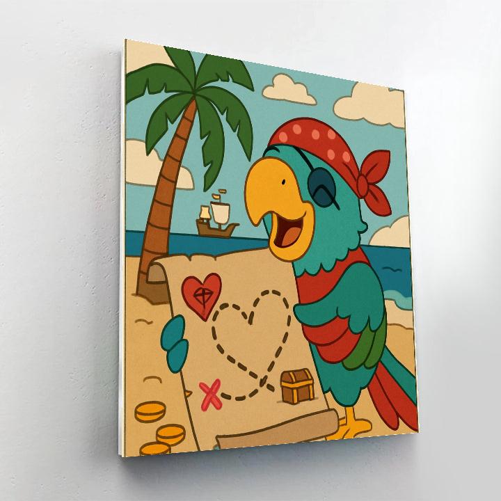 Valentines Day Pirate Treasure Heart Map Paint by numbers art